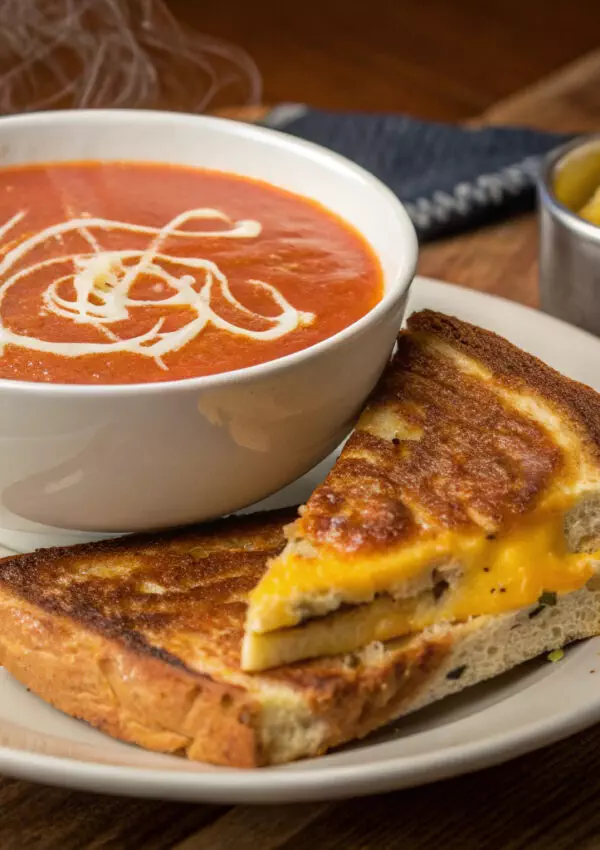 Tomato Soup & Pesto Grilled Cheese