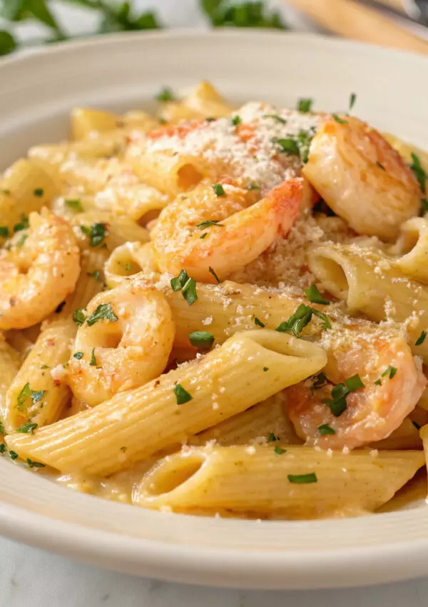 Creamy Garlic Shrimp Pasta in Pink Sauce