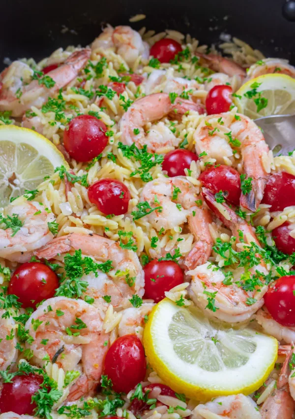 One Pot Garlic & Shrimp Orzo Recipe