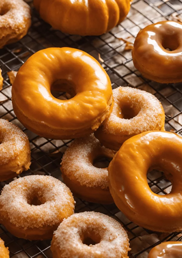 Easy Glazed Pumpkin Donuts (Made with Pancake Batter)