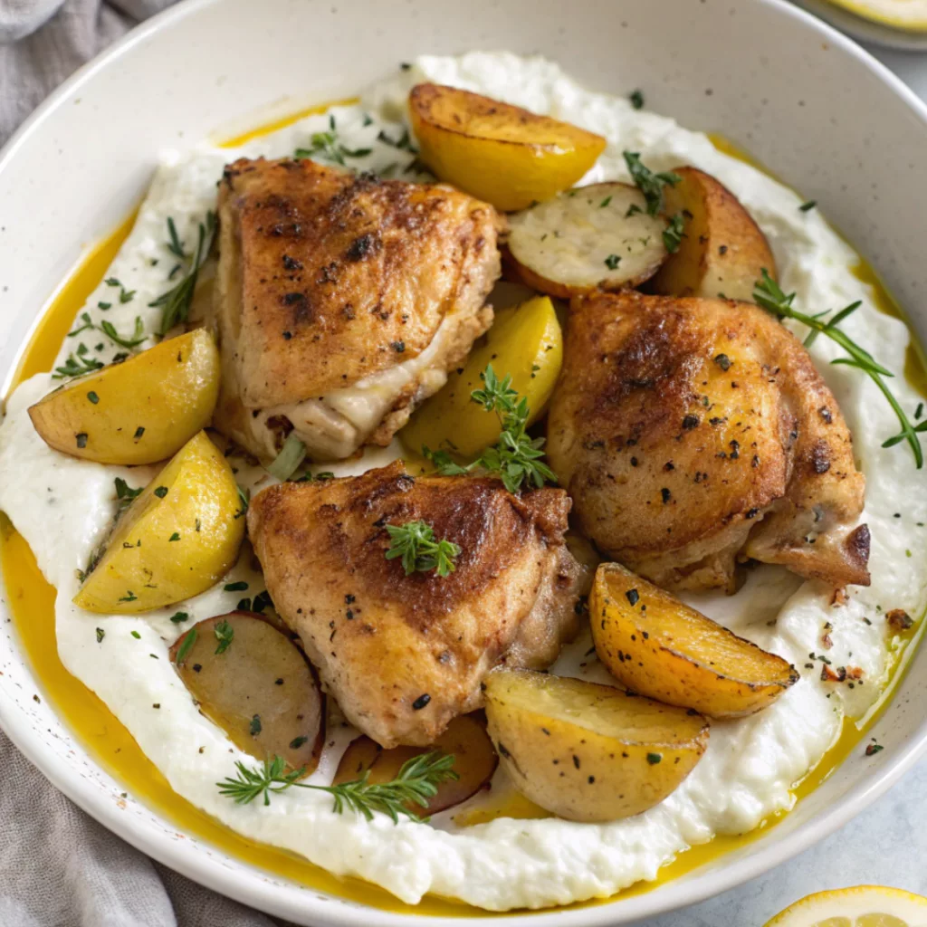 greek lemon chicken and whipped feta