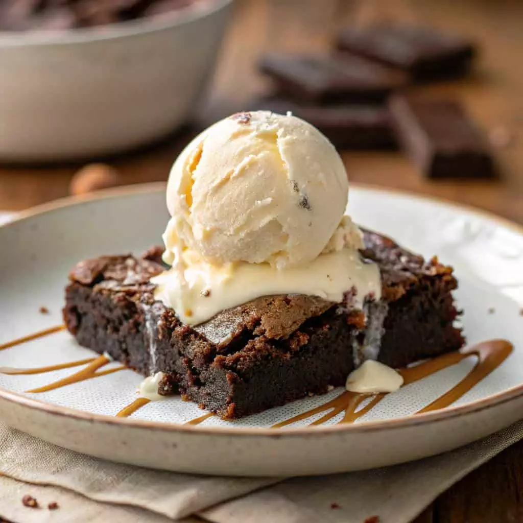 brown butter brownies with ice cream